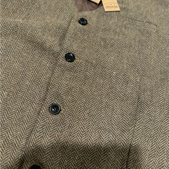 PJ PAUL JONES Men's Herringbone Tweed Suit Vest Casual Wool Blend Waistcoat - Picture 7 of 9